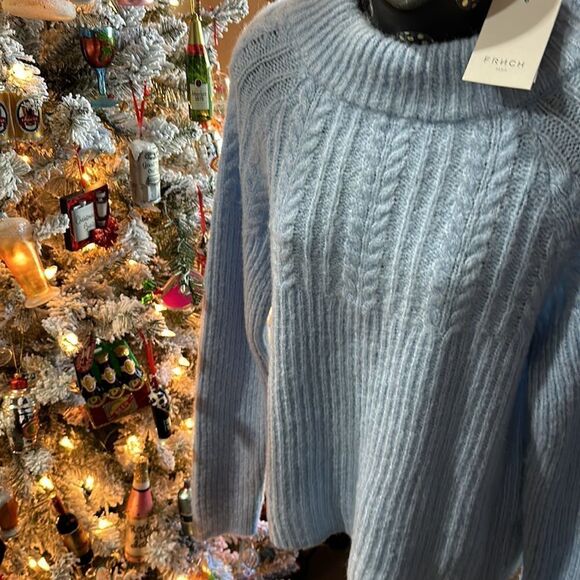FRNCH Paris Sweater Frnch Paris Bow Back Cable Knit Sweater Size M L NWT - Picture 3 of 16